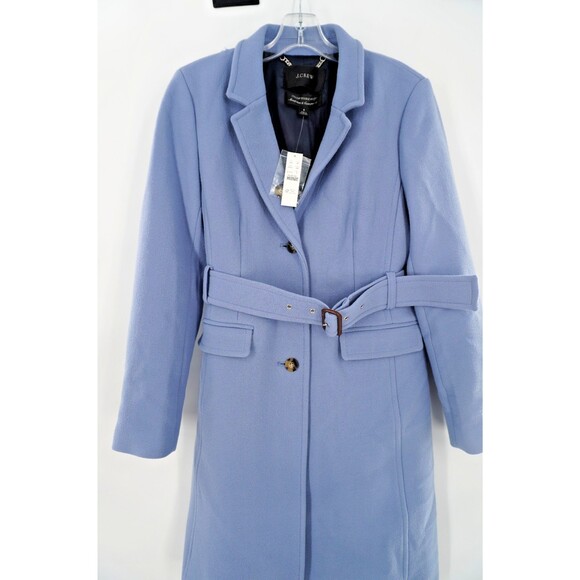 J. Crew Lady Day Double Cloth Italian Wool Belted Topcoat Coat Blue Sz8 NWT $450 - Picture 3 of 17